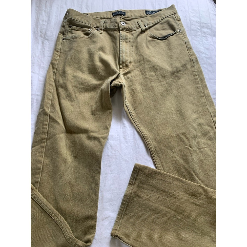 Bullhead Denim Co Mens 34X32 Tan Khaki Jeans Slim Straight Stretch